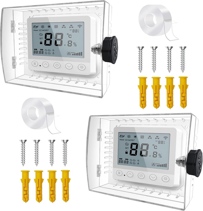 PILISPARK 2PC Thermostat Lock Box,Thermostat Cover with Lock,PC Wall Thermostat Lockbox,Fits Thermostats 4.8" H x 6" W or Smaller,Mainly for Home Thermostat - Image 1